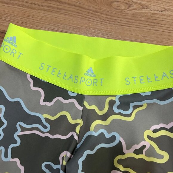 💚 Stella McCartney x Adidas Stella Sport Leggings XS Logo Workout Camo RARE - Picture 2 of 5